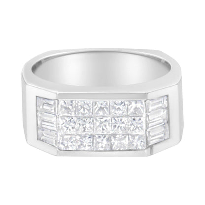 14KT white gold ring with princess and baguette cut diamonds totaling 1 3/4 carats, G-H color, VS2-SI1 clarity