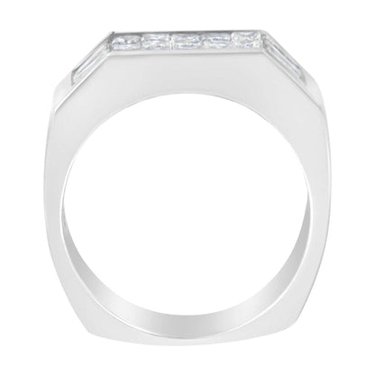 14KT white gold diamond ring with princess and baguette cut diamonds totaling 1.75 carats, G-H color, VS2-SI1 clarity