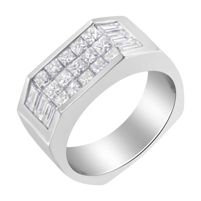 14KT white gold diamond ring with princess and baguette cut diamonds totaling 1 3/4 carats, G-H color, VS2-SI1 clarity
