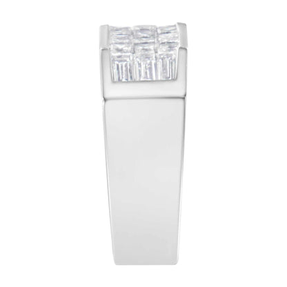14KT white gold diamond ring with princess and baguette cut diamonds totaling 1 3/4 carats, G-H color, VS2-SI1 clarity