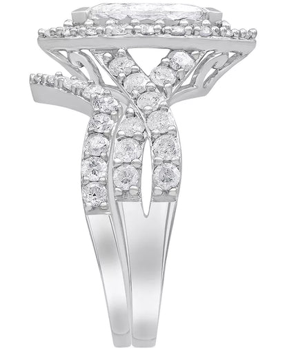 Stunning 2 Ct. T.W. Diamond Marquise Bridal Set in Elegant 14K White Gold
