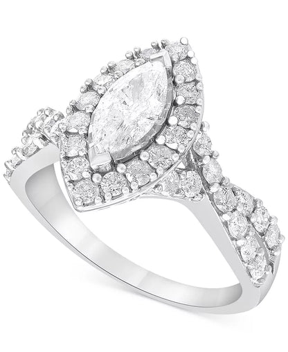 Stunning 2 Ct. T.W. Diamond Marquise Bridal Set in Elegant 14K White Gold