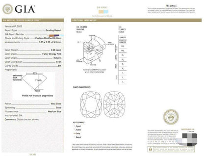 CZZL24 GIA Qualified Natural 0.28Ct Fancy Orangy Pink Diamonds SI1 Pendants Necklaces for Women Fine Jewelries - The Sparkling Squirrels & Co. 