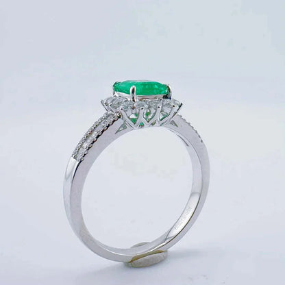 GUILD25 men's fine ring with 0.83ct natural green emerald set in 18K gold with diamond accents