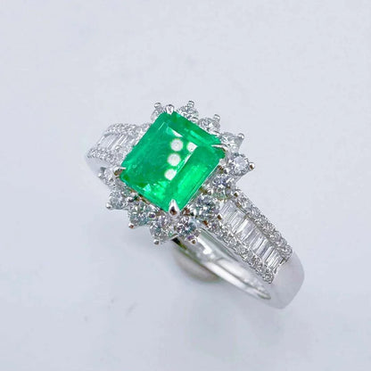 GUILD25 Emerald Ring with 0.83ct natural green emerald and 18K gold setting for men