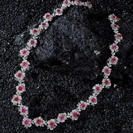 Fine jewelry necklace with solid 18K white gold, natural spinel gemstones, and diamonds pendant for women