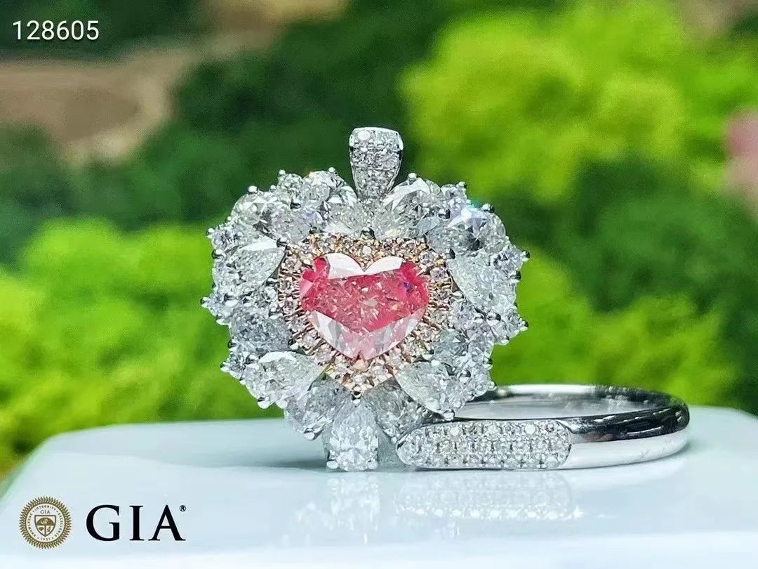 SGARIT GIA Certified Fine Jewelry 18k Gold 1.51ct Light Pinkish Brown Diamond Pink Diamond Heart Cut Jewellery Engagement Ring - The Sparkling Squirrels 