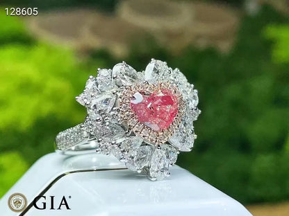 SGARIT GIA Certified Fine Jewelry 18k Gold 1.51ct Light Pinkish Brown Diamond Pink Diamond Heart Cut Jewellery Engagement Ring - The Sparkling Squirrels 