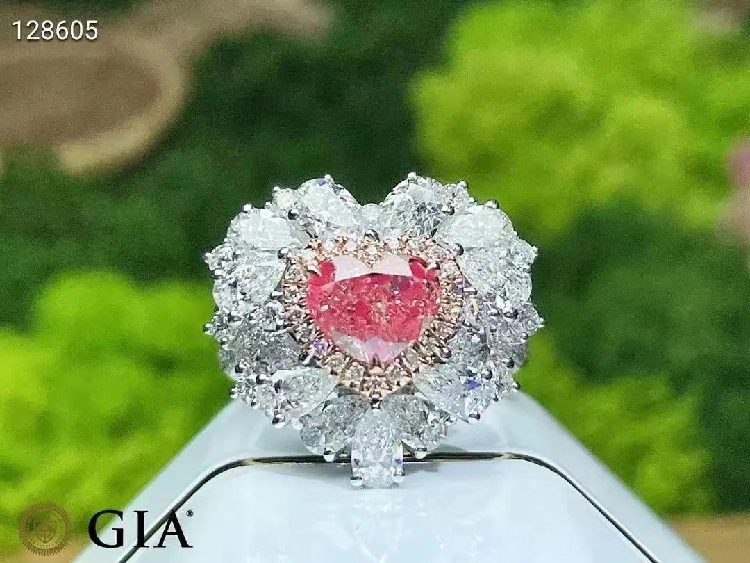 SGARIT GIA Certified Fine Jewelry 18k Gold 1.51ct Light Pinkish Brown Diamond Pink Diamond Heart Cut Jewellery Engagement Ring - The Sparkling Squirrels 