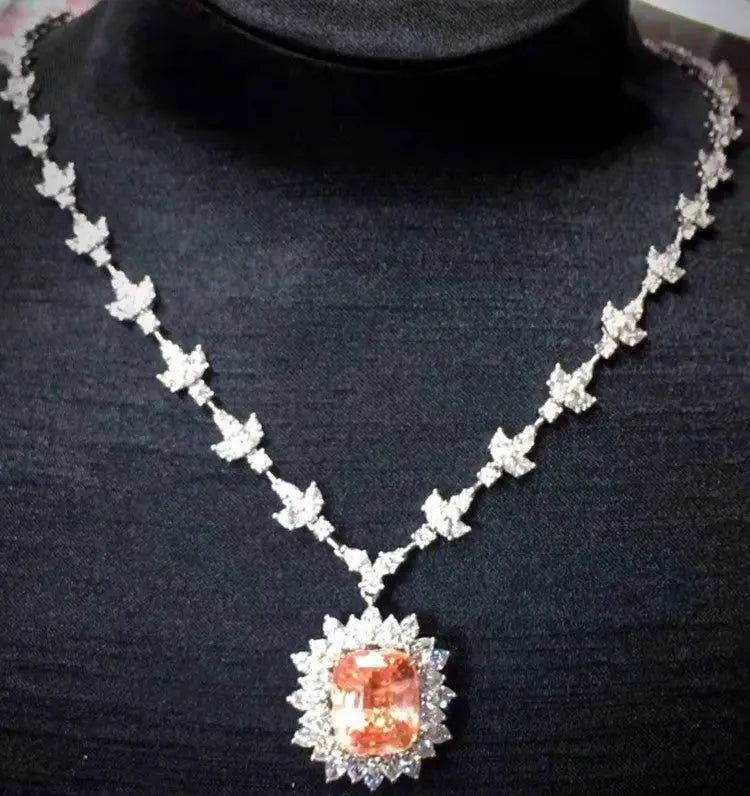 Royal Sapphire “Eternal Dawn” – 18K Gold Sri‑Lankan Pad Padparadscha Wedding Set (Un‑heated, Natural) - The Sparkling Squirrels 