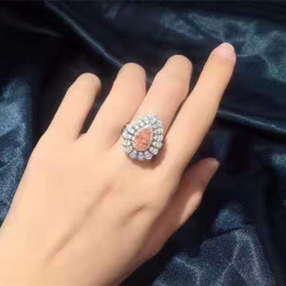 Wholesale Luxury 18k Real Gold Natural Diamond Jewelry 2.0ct Natural VS Pink Diamond Necklace Pendant Ring Dual Use - The Sparkling Squirrels 