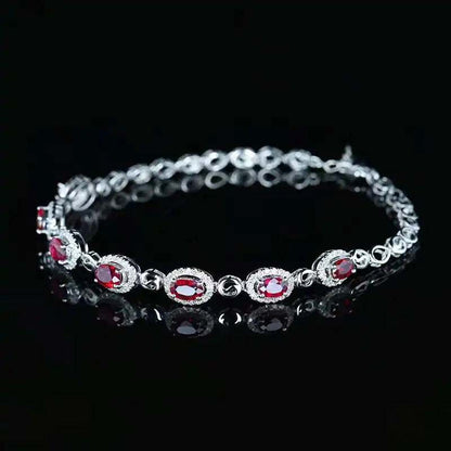 SGARIT 18K white gold vintage bracelet with 2.45CT GRC certified rubies and diamonds