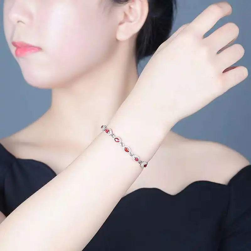 SGARIT 18K white gold vintage bracelet with 2.45CT ruby and surrounding diamonds on wrist