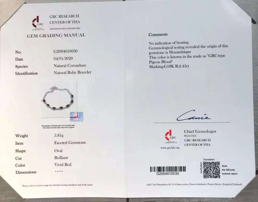 GRC certified SGARIT 18K white gold vintage bracelet with 2.45CT vivid red oval ruby and diamonds