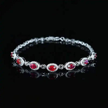 SGARIT 18K white gold vintage bracelet with 2.45CT GRC certified rubies and diamonds