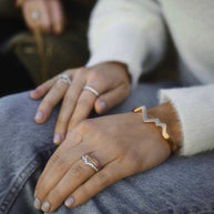 LUXE EDITION: 18K Yellow & White Gold Teton Stacking Rings™ (2 Ring Set) - The Sparkling Squirrels & Co. 
