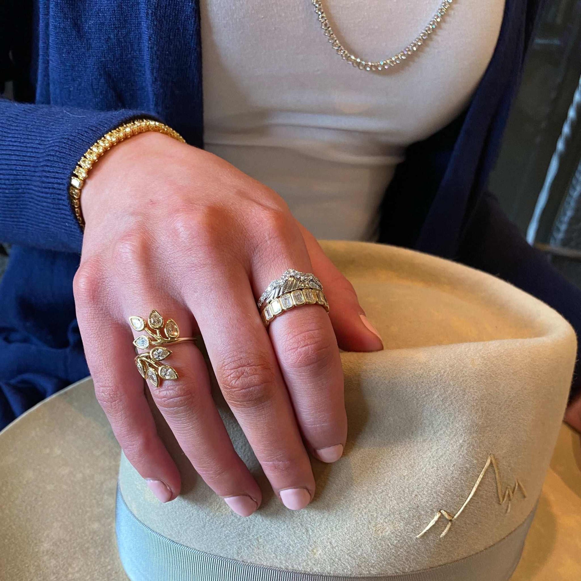 LUXE EDITION: 18K Yellow & White Gold Teton Stacking Rings™ (2 Ring Set) - The Sparkling Squirrels & Co. 