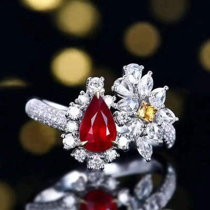 SGARIT Fine Jewelry Mozambique 18k Gold 1.04ct Unheated Natural Pigeon Red Ruby Diamond Ring AIGS Certificate for Woman Gifts - The Sparkling Squirrels & Co. 