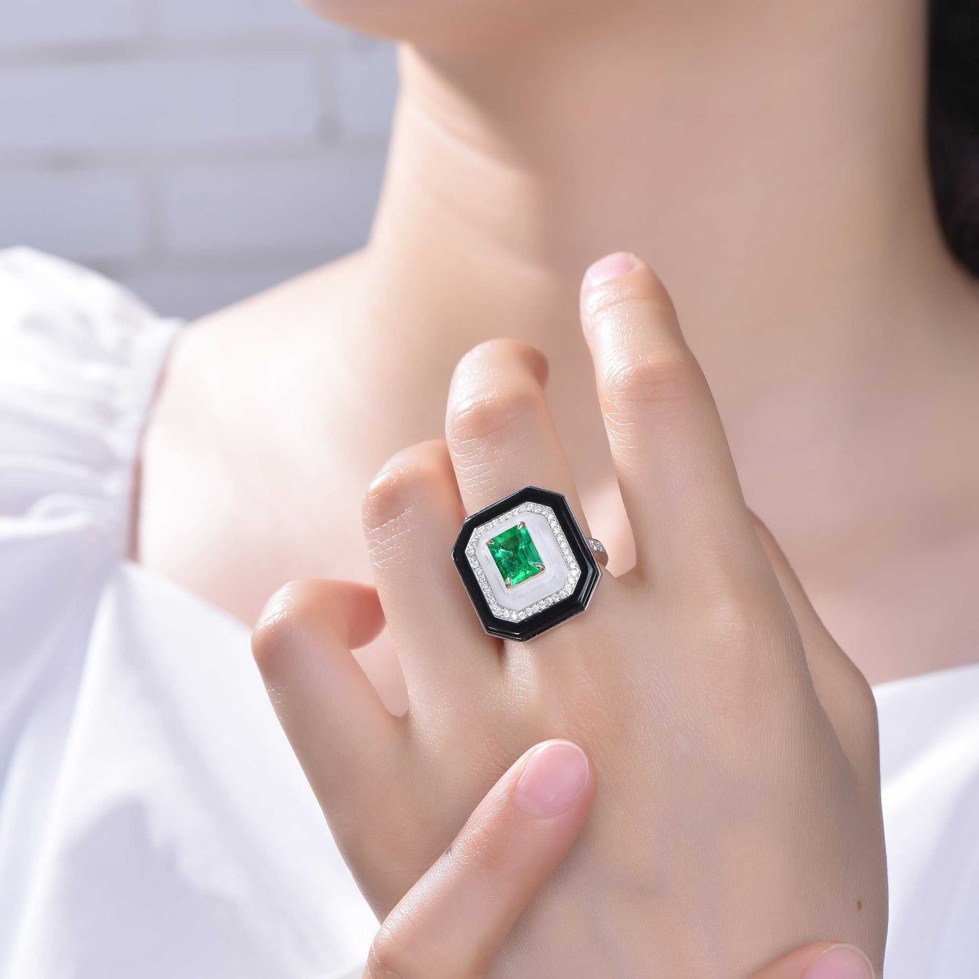 Natural Emerald With Diamond New Design Stone Fashion 18k Gold Jewelry Rings Women & Men - The Sparkling Squirrels & Co. 