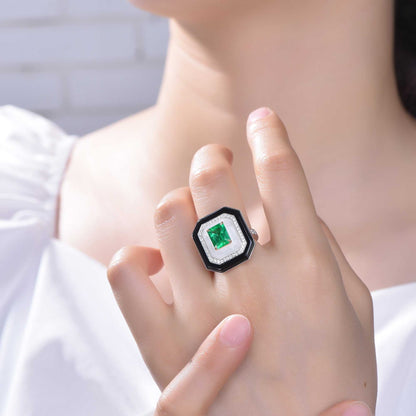 Natural Emerald With Diamond New Design Stone Fashion 18k Gold Jewelry Rings Women & Men - The Sparkling Squirrels & Co. 