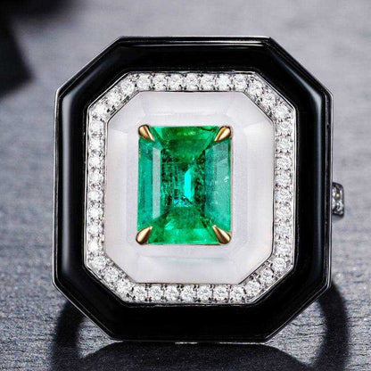 Natural Emerald With Diamond New Design Stone Fashion 18k Gold Jewelry Rings Women & Men - The Sparkling Squirrels & Co. 