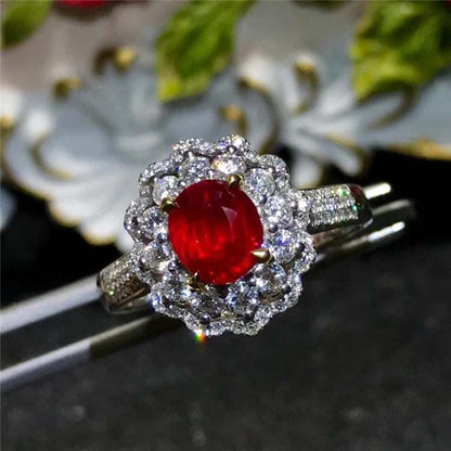 SGARIT AU 750 18kt Gold 1.53 Carats Ruby Original Products Cheap Price Red Gemstone Engagement Ring With Diamond - The Sparkling Squirrels & Co. 
