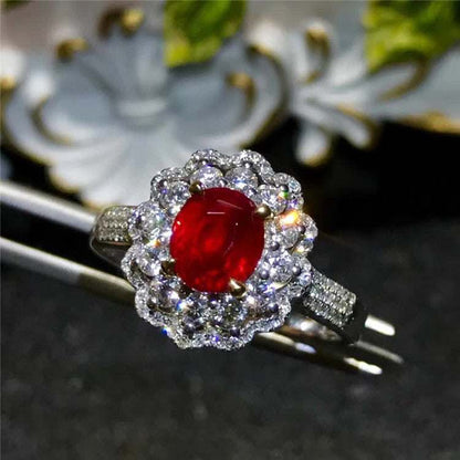 SGARIT AU 750 18kt Gold 1.53 Carats Ruby Original Products Cheap Price Red Gemstone Engagement Ring With Diamond - The Sparkling Squirrels & Co. 