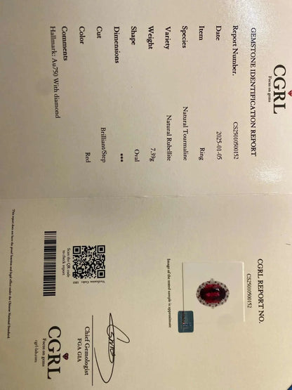 JHY25 Red Tourmaline About 7.7ct Pure 18K Gold Jewel Natural Pink Tourmaline Gemstones Diamonds Female Rings for Women Fine Ring - The Sparkling Squirrels & Co. 