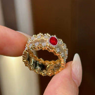 YL25 Ruby Rings Natural about 0.54ct Red Ruby Gemstones Pure 18K Gold Jewelry For Women Diamonds Rings - The Sparkling Squirrels & Co. 