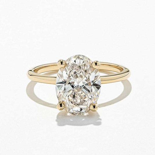 SGARIT Fine Jewelry 18K gold ring with 3.00 carat oval lab diamond and halo design luxury engagement ring for women