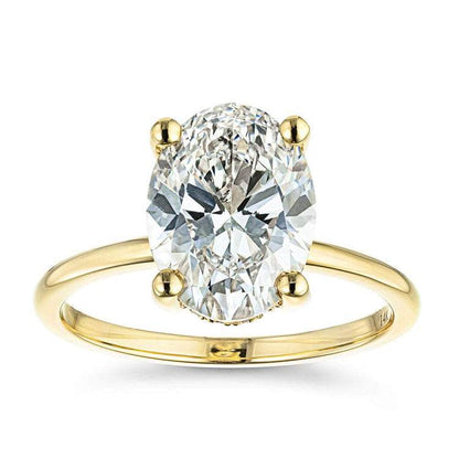 SGARIT Fine Jewelry 18K Gold 3.00 Carat Lab Diamond Ring CVD HPHT Oval Shape Halo Luxury Engagement Ring for Women - The Sparkling Squirrels & Co. 