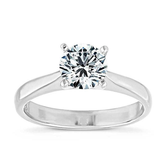 SGARIT Trendy Jewelry 10K white gold solitaire ring with 1.00CT round lab grown diamond in four prong setting