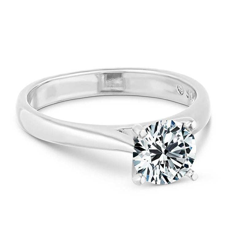 SGARIT Trendy Jewelry 10K white gold ring with 1.00CT round lab grown diamond solitaire in four prong setting