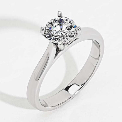 SGARIT Trendy Jewelry 10K white gold solitaire ring with 1.00CT round lab grown diamond in four prong setting