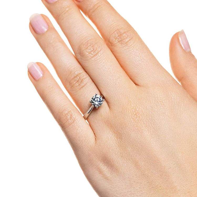 SGARIT Trendy Jewelry 10K white gold solitaire ring with 1.00CT round lab grown diamond on hand