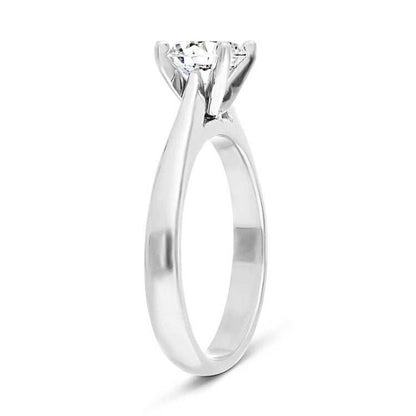 SGARIT Trendy Jewelry 10K white gold solitaire ring with 1.00CT round lab-grown diamond in four prong setting