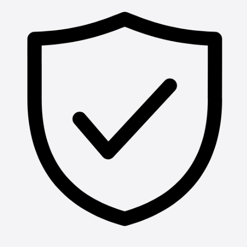 Shield icon with checkmark symbolizing shipping protection and order safety