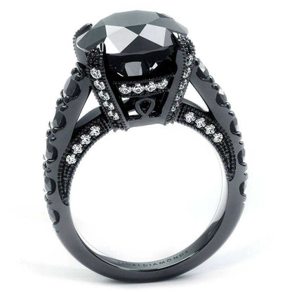 7.05 Carat Certified Natural Black Diamond Engagement Ring 14K Black Gold - The Sparkling Squirrels & Co. 
