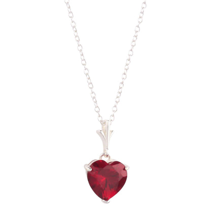 Heart-shaped ruby pendant in sterling silver necklace inspired by magical love and courage