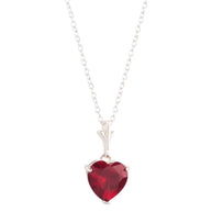 Heart-shaped ruby pendant in sterling silver necklace inspired by magical love and courage