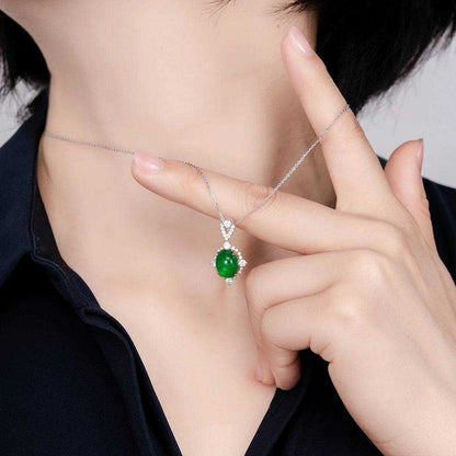Luxury Bridal Jewelry Fashion Genuine 18k White Gold Prices Natural Emerald Diamond Pendant - The Sparkling Squirrels & Co. 