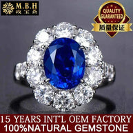 White gold ring featuring a natural blue sapphire center stone surrounded by clear diamonds, inspired by the Star of Ithil legend.