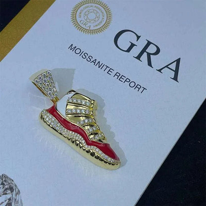 Diamond hair new personalized shoes pendant 925 silver moissanite inlaid with European and American trendy brands men's hip-hop - The Sparkling Squirrels & Co. 