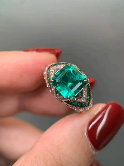 Ruif Real Luxury 18k Gold 3.44ct Lab Grown Emerald Men Rings Lab Grown Diamond Ring Gift Fine Jewelry - The Sparkling Squirrels & Co. 