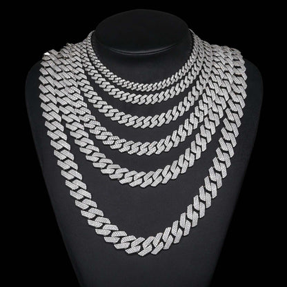 925 Sterling Silver VVS Moissanite Cuban link chain necklace for men with iced hip hop style