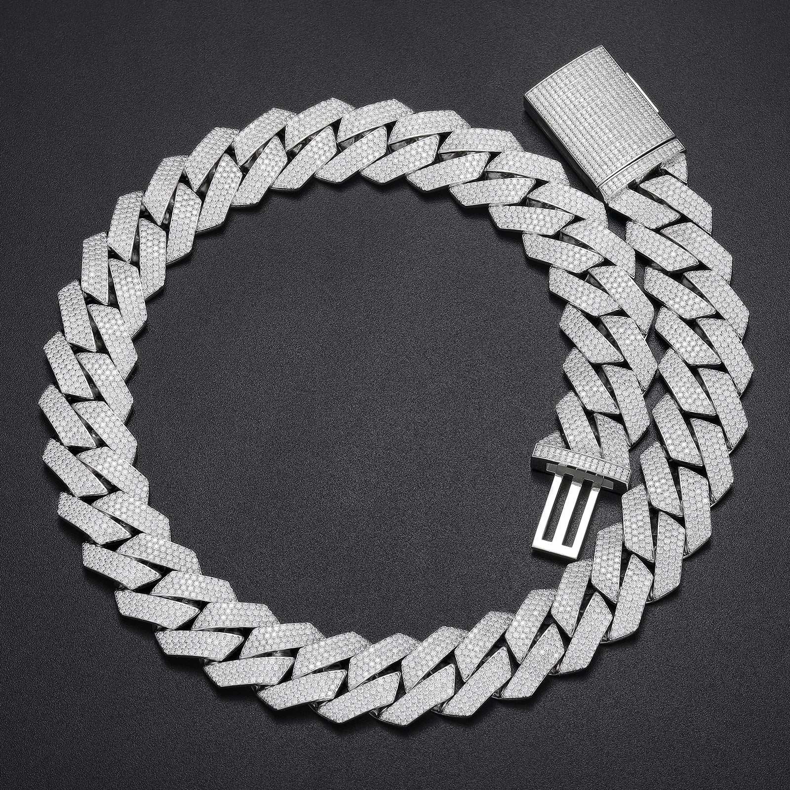925 sterling silver VVS moissanite Cuban link chain iced necklace for men hip hop style