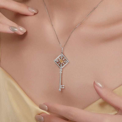 Custom key pendant bezel setting 18k real gold necklace for women Christmas jewelry