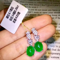 18k gold South Africa natural emerald and diamond drop earrings for women