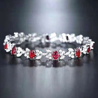 Red gemstone luxury diamond bracelet with 5.2ct natural ruby and sparkling diamonds for women weddings