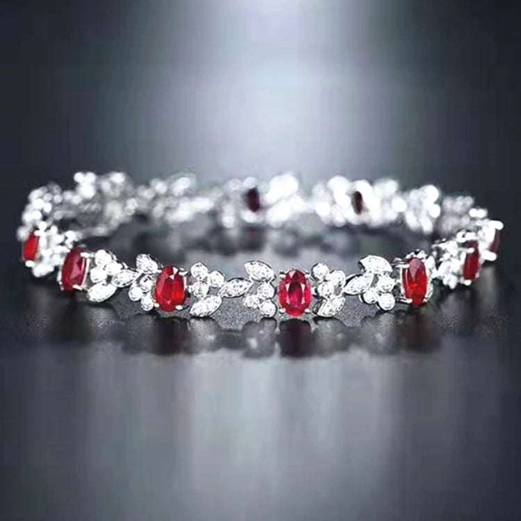 Red gemstone luxury diamond bracelet with 5.2ct natural ruby and sparkling diamonds for women weddings